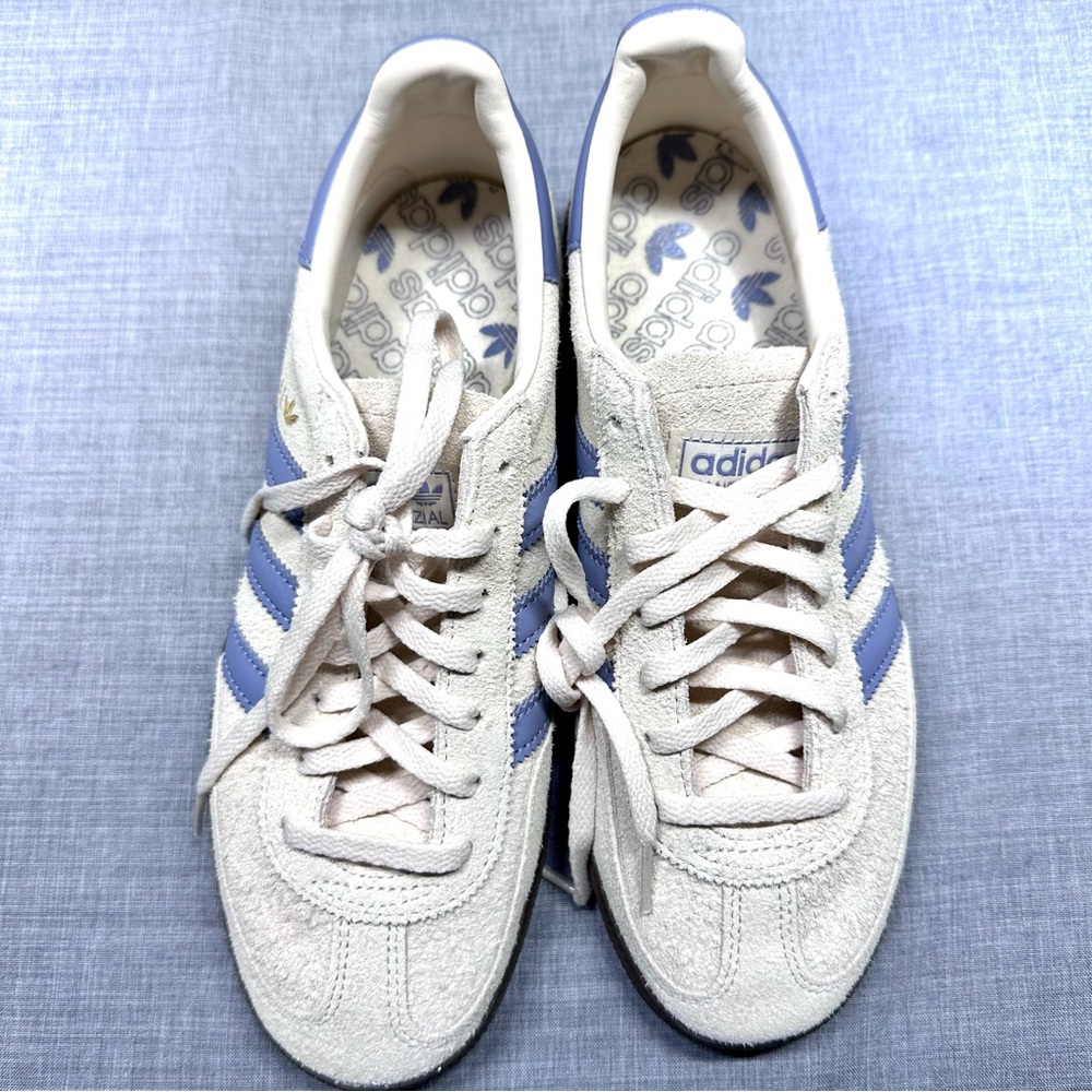 Adidas Handball Spezial Logo Print Sneakers in Silver Violet Size 8 - Picture 3 of 9